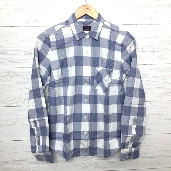New UNTUCKit Women's Blue Plaid Shirt Volnay Button Up Long Sleeves size 2 - Picture 7 of 7